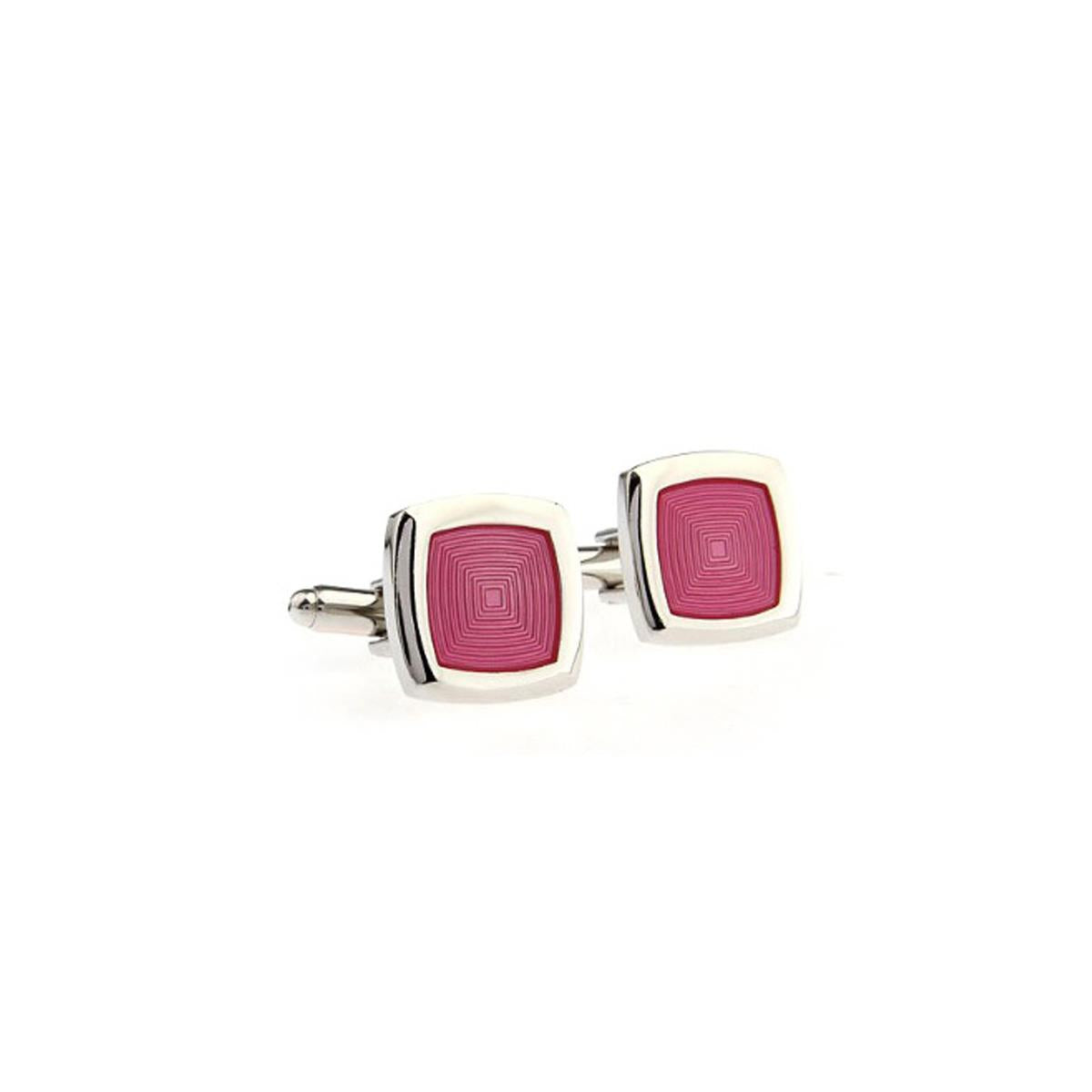 Charles William Elegant Silver Pink Square Cufflinks Smart Shirt Cuff LInks Quick UK Dispatch