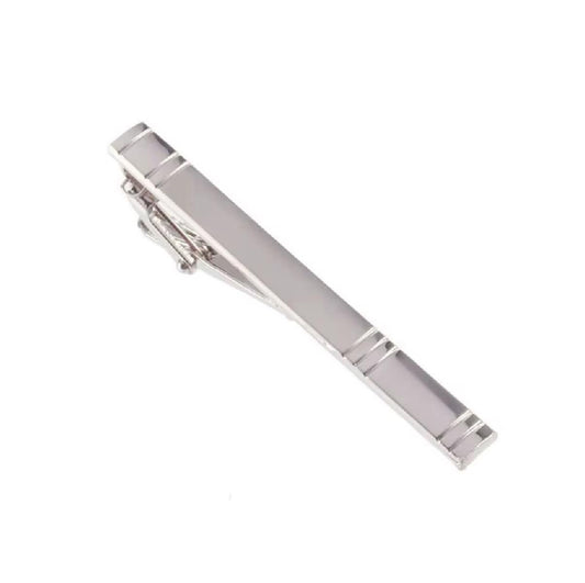 Silver Tie Clip Men's Classic 6cm Tie Bar Necktie Slide Wedding Gift Velvet Pouch