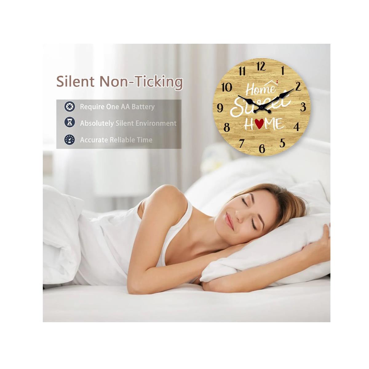Home Sweet Home Clock Heart Love Wall Picture Silent Movement 30cm Face