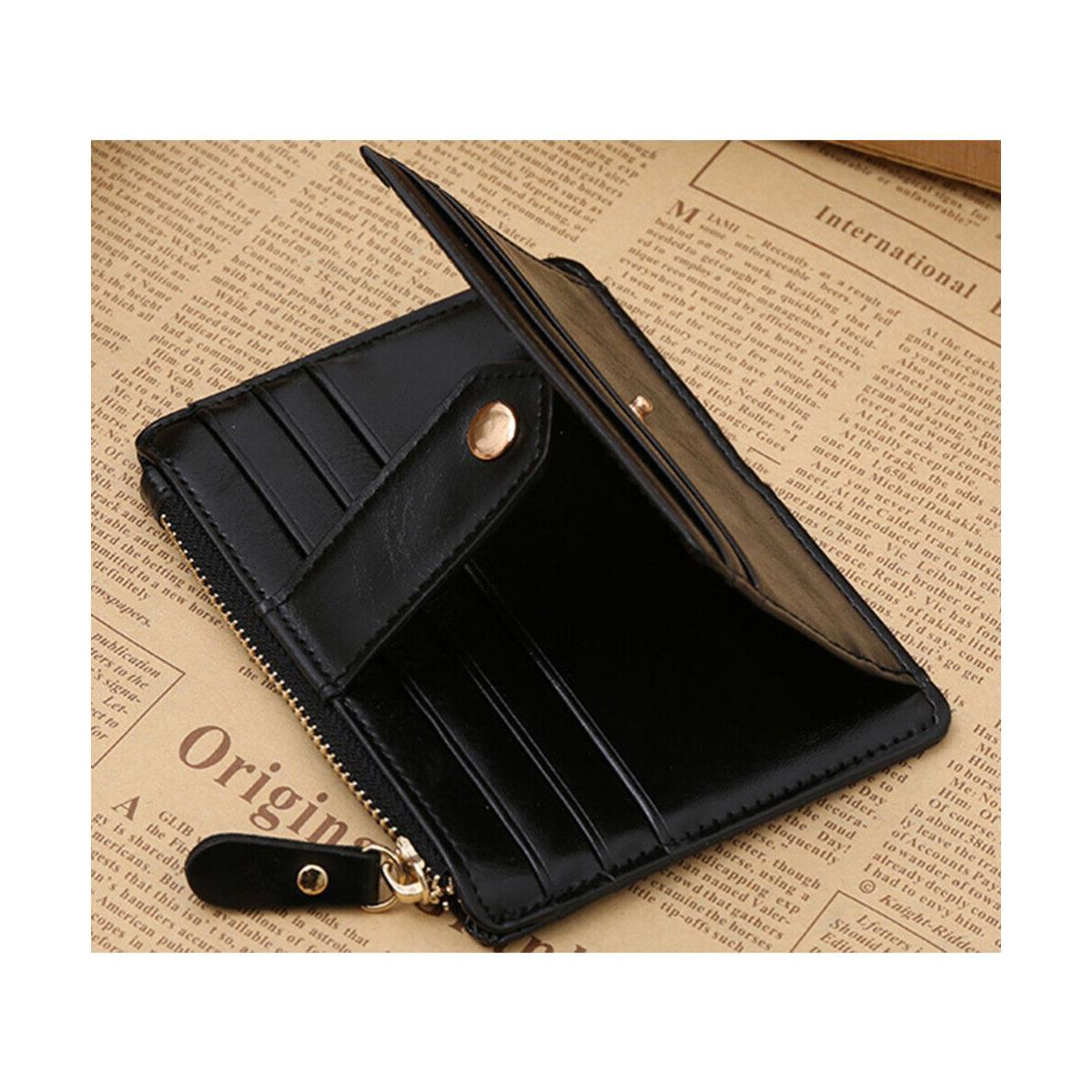 Charles William Soft Black Leather Money Clip 9 Slots with Coin Zip Pouch High Quality Stitching
