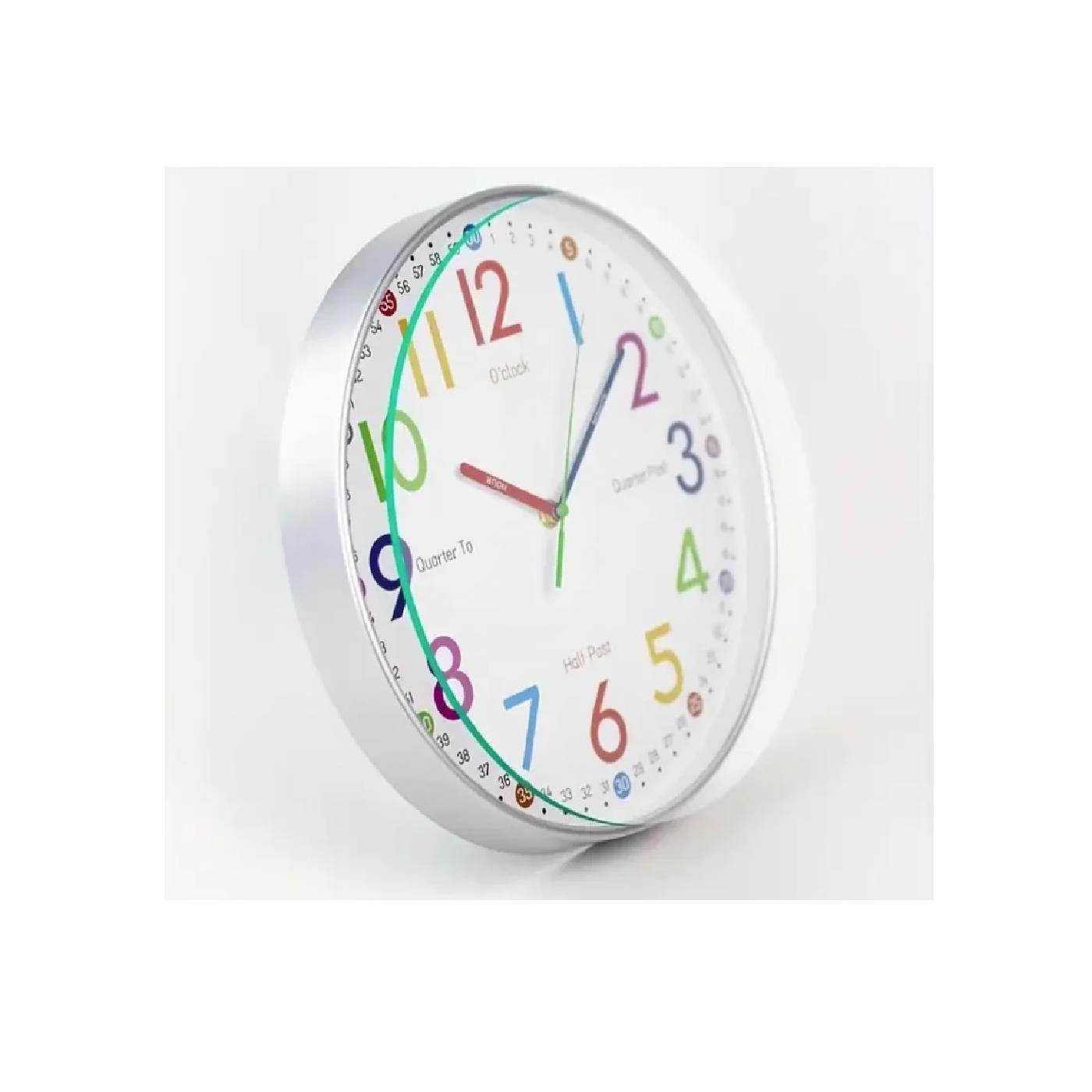 Childrens Easy Time Clock Silent Movement 30cm Face 24 Hour High Quality Movement