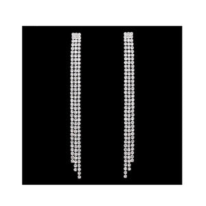 Charles William Premium Quality Long Earring Silver Cubic Zircon Stones Plated Jewellery Ear Ring