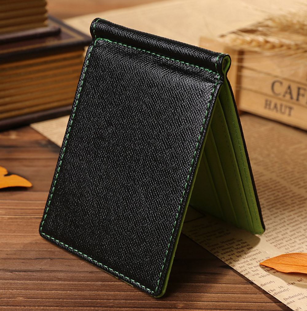 Green PU Leather Money Clip with 4 Compartments UK Stock