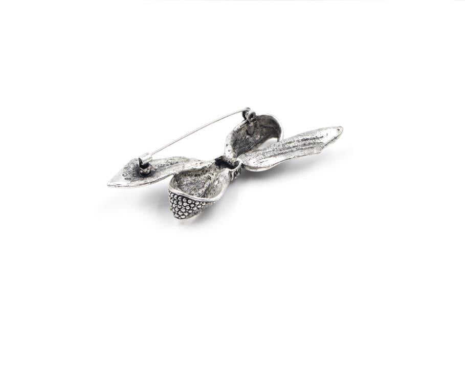 Silver Gray Brooch Flower for Gown or Dress
