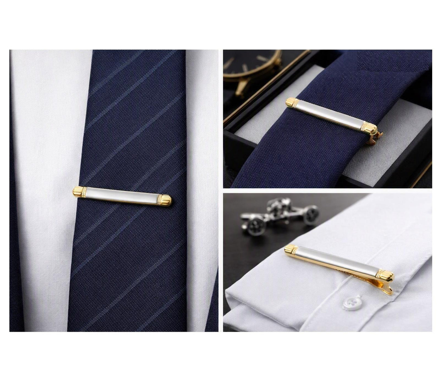Luxury Silver Gold Tie Clip Premium Unique Design Formal Wear Wedding Suit Accessory