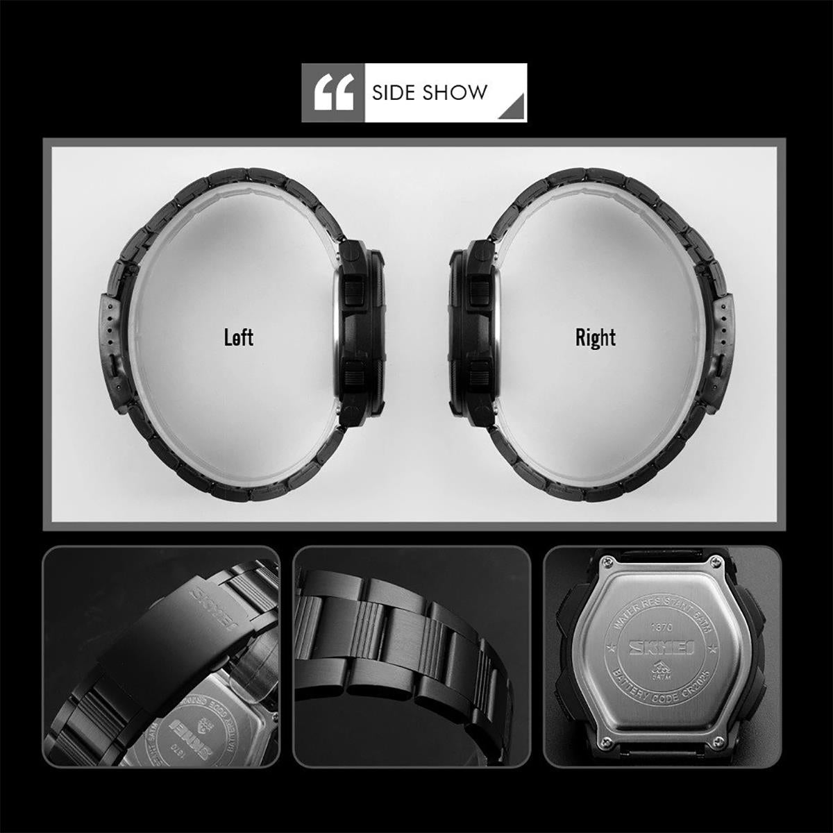Large Display Dual Time Digital Analogue Army Green Watch