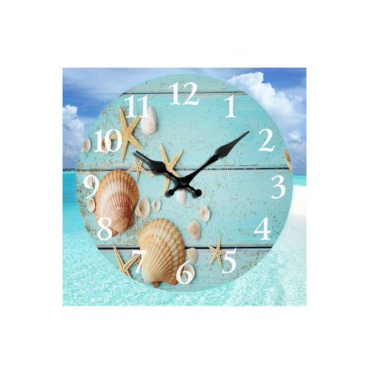 Sea Shells Beach Clock Wall Picture Silent Movement 30cm Face High Quality Movement