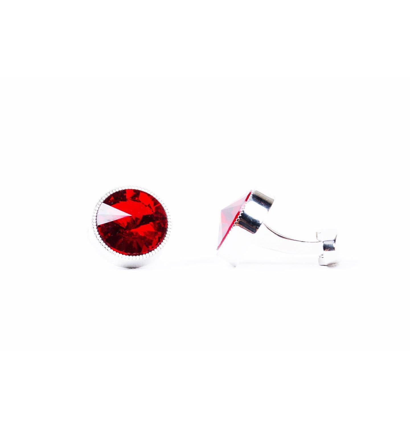 Charles William Silver Red Cufflinks Shard Flash with Cufflink Box