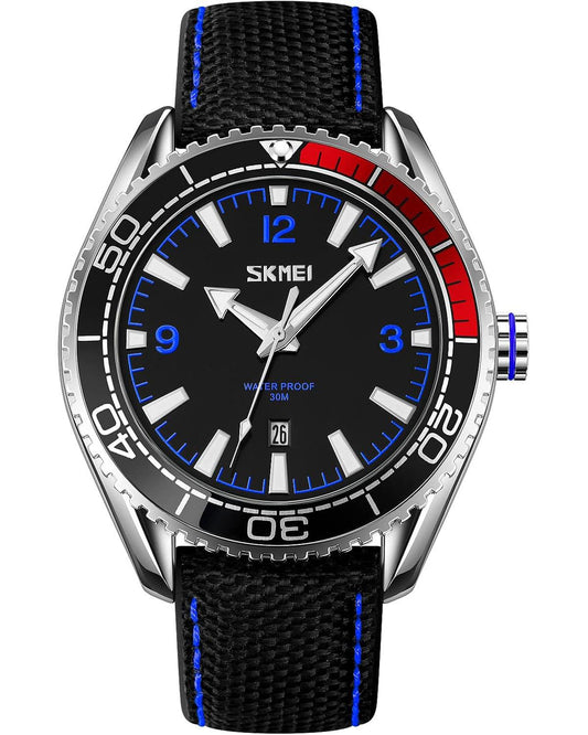 Clear Display Watch with Black Red Display and Date SK9291BLU