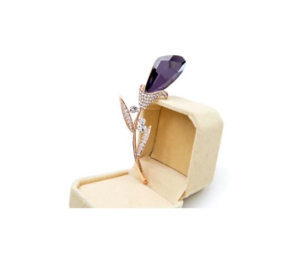 Charles William Gold Purple Brooch Costume Jewellery Dress Flower Brooches