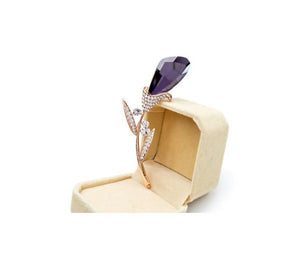 Charles William Gold Purple Brooch Costume Jewellery Dress Flower Brooches