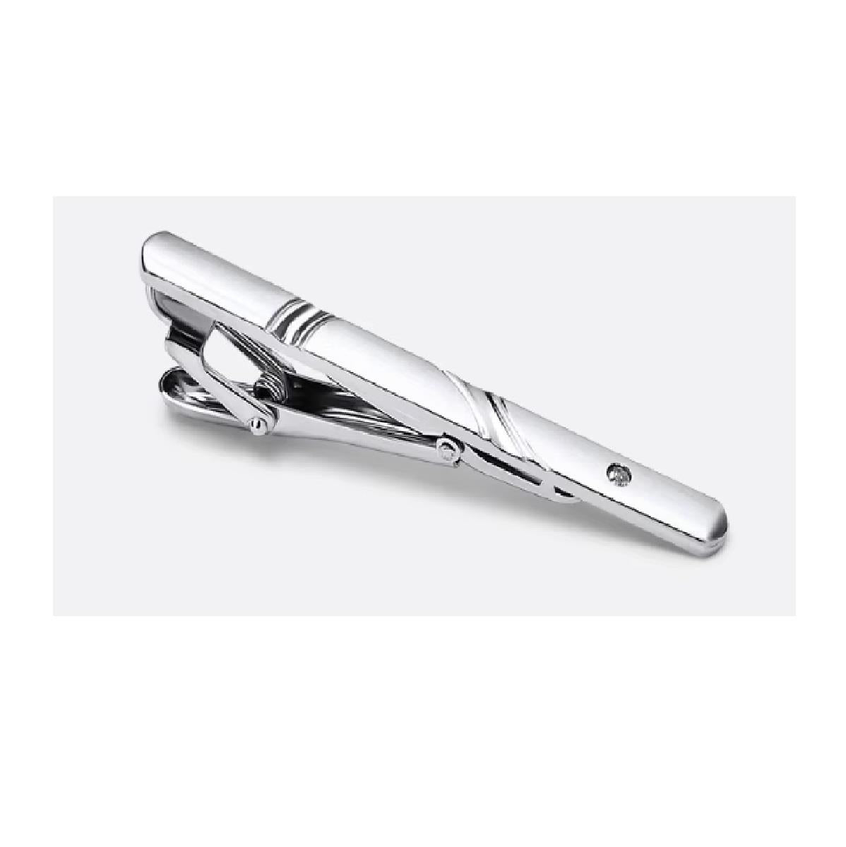 Silver Tie Clip Men's 6cm Tie Bar Necktie Formal Mens Gift Free Velvet Pouch