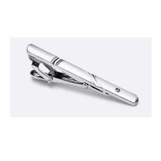 Silver Tie Clip Men's 6cm Tie Bar Necktie Formal Mens Gift Free Velvet Pouch