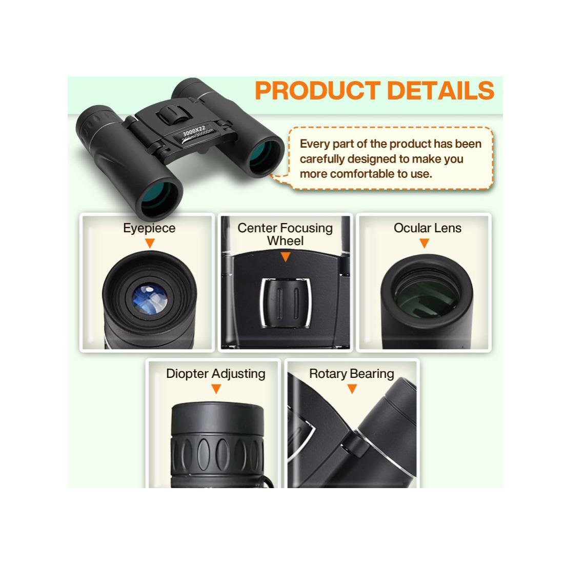 High Quality Binoculars 8 x 22 Magnification HD Lense FREE Pouch and Cloth