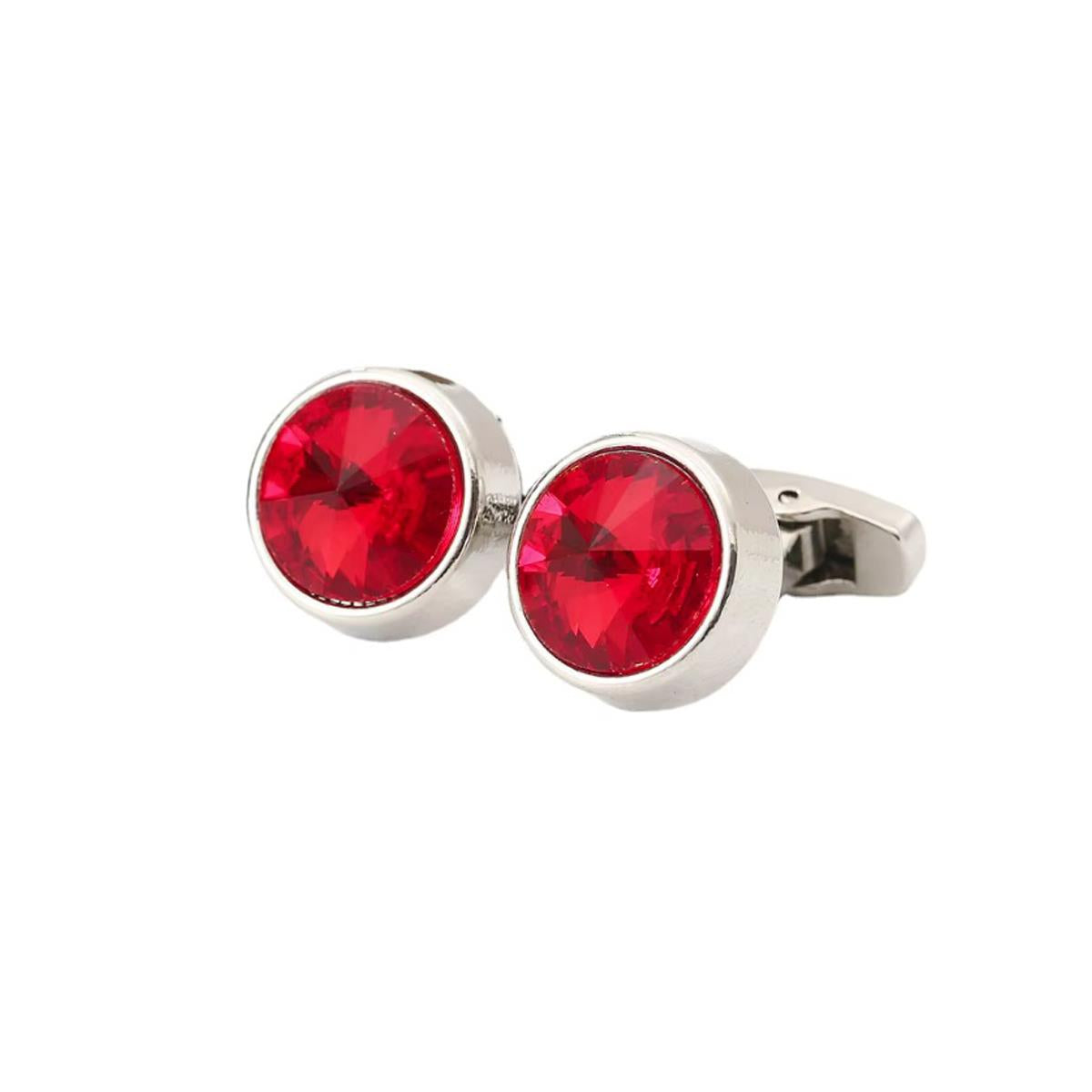 Charles William Silver Red Cufflinks Shard Flash with Cufflink Box