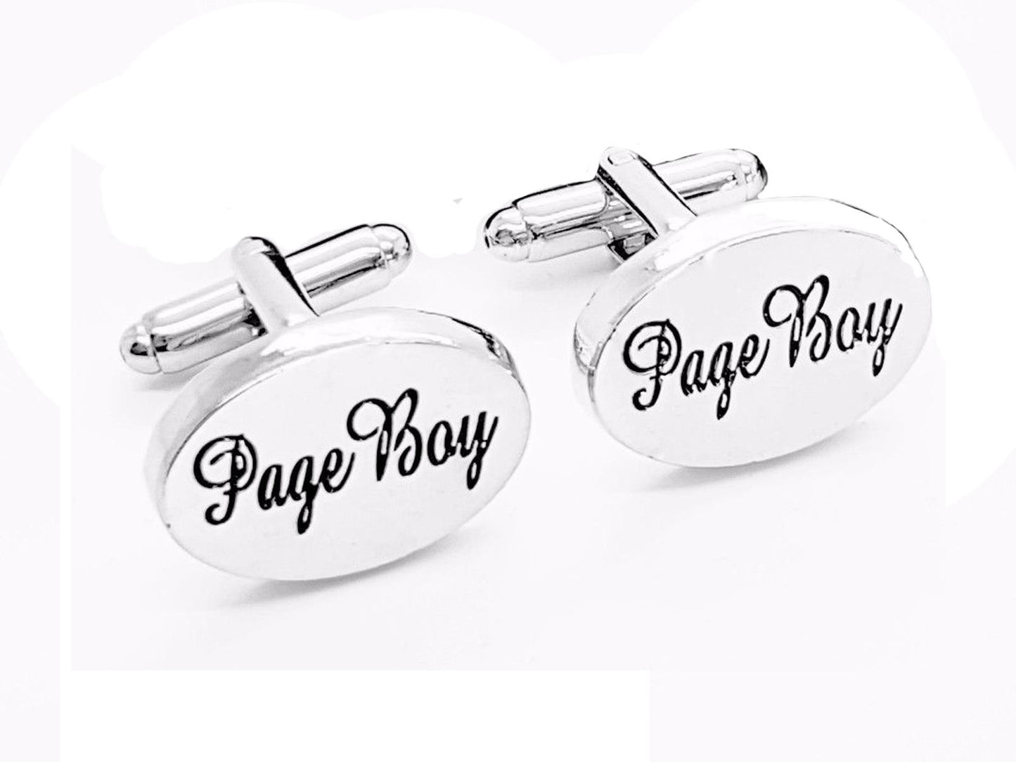 Charles William Silver Page Boy Present Cuffflinks Wedding Bride Groom Oval Cufflink