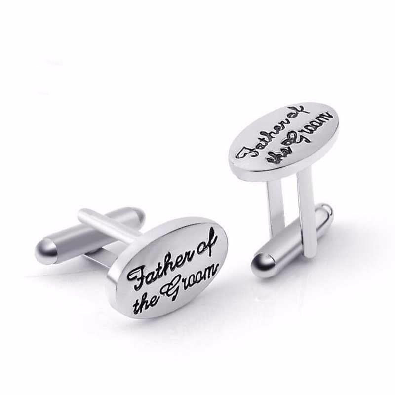 Charles William Silver Father Groom Cuffflinks Wedding Bride Groom Party Oval Cufflink