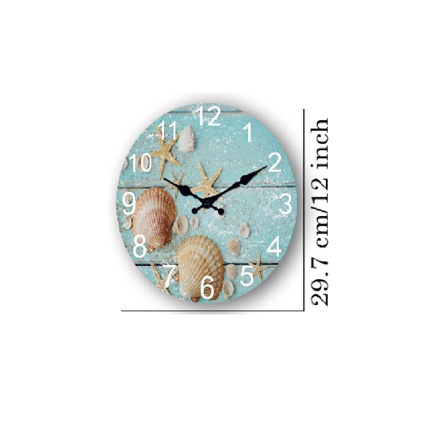 Sea Shells Beach Clock Wall Picture Silent Movement 30cm Face High Quality Movement