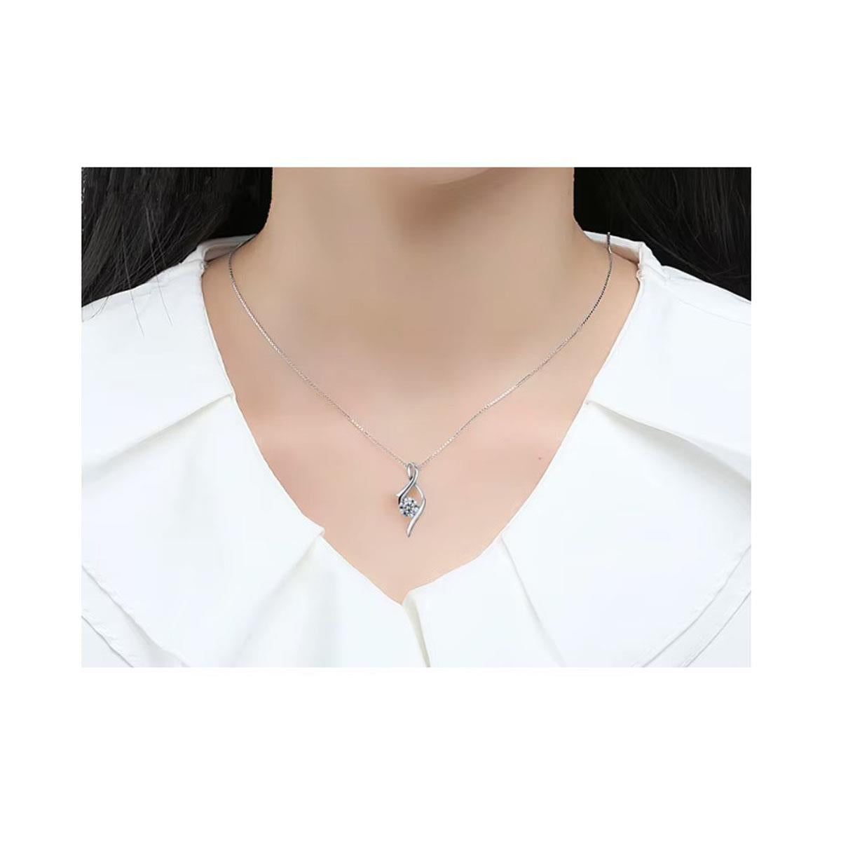 Silver Necklace Twirl Design Charles William Ladies Jewellery