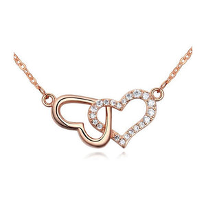 Charles William Rose Gold Double Heart Pendant Necklace