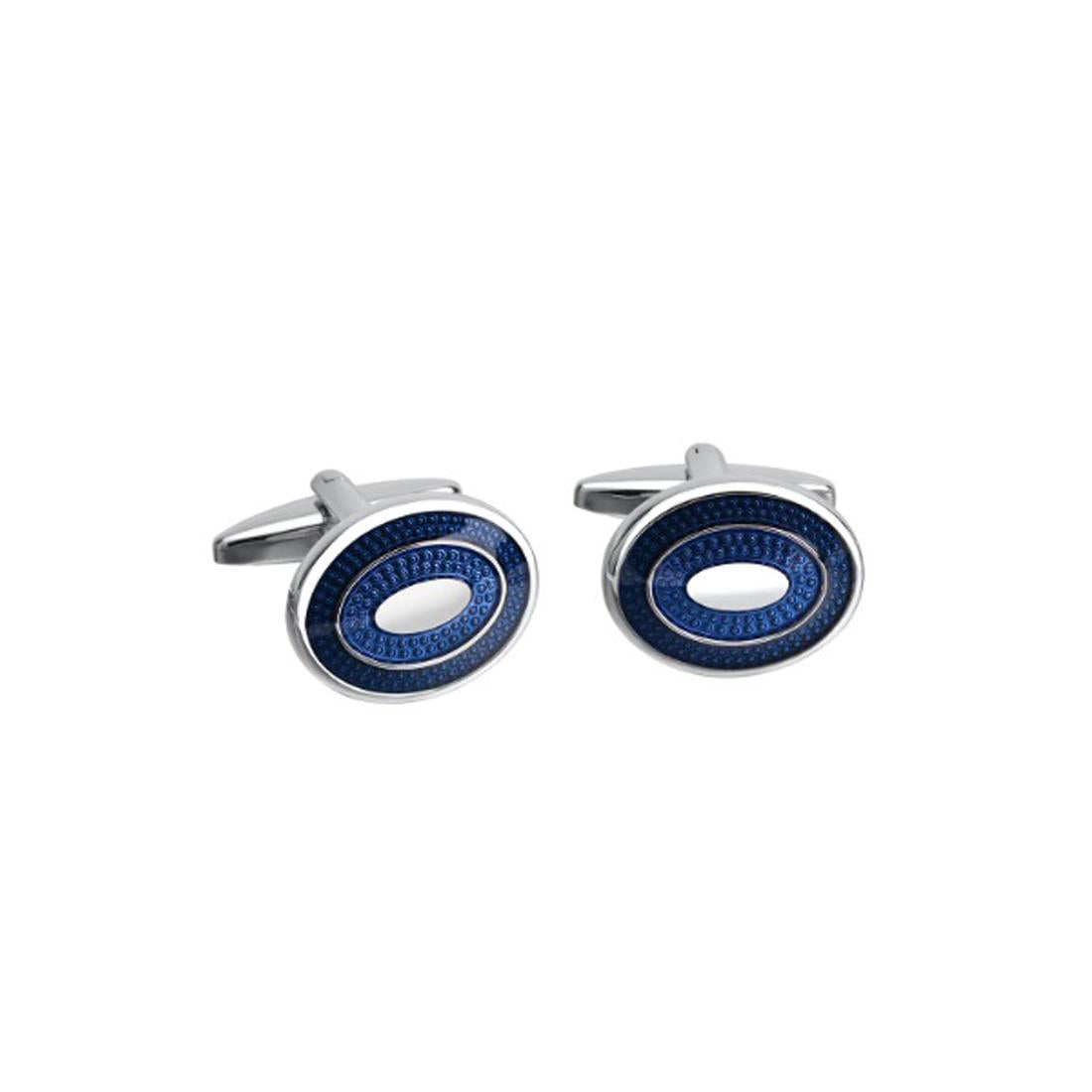 Luxury Blue Oval Round Cufflinks Premium Quality Stunning Design