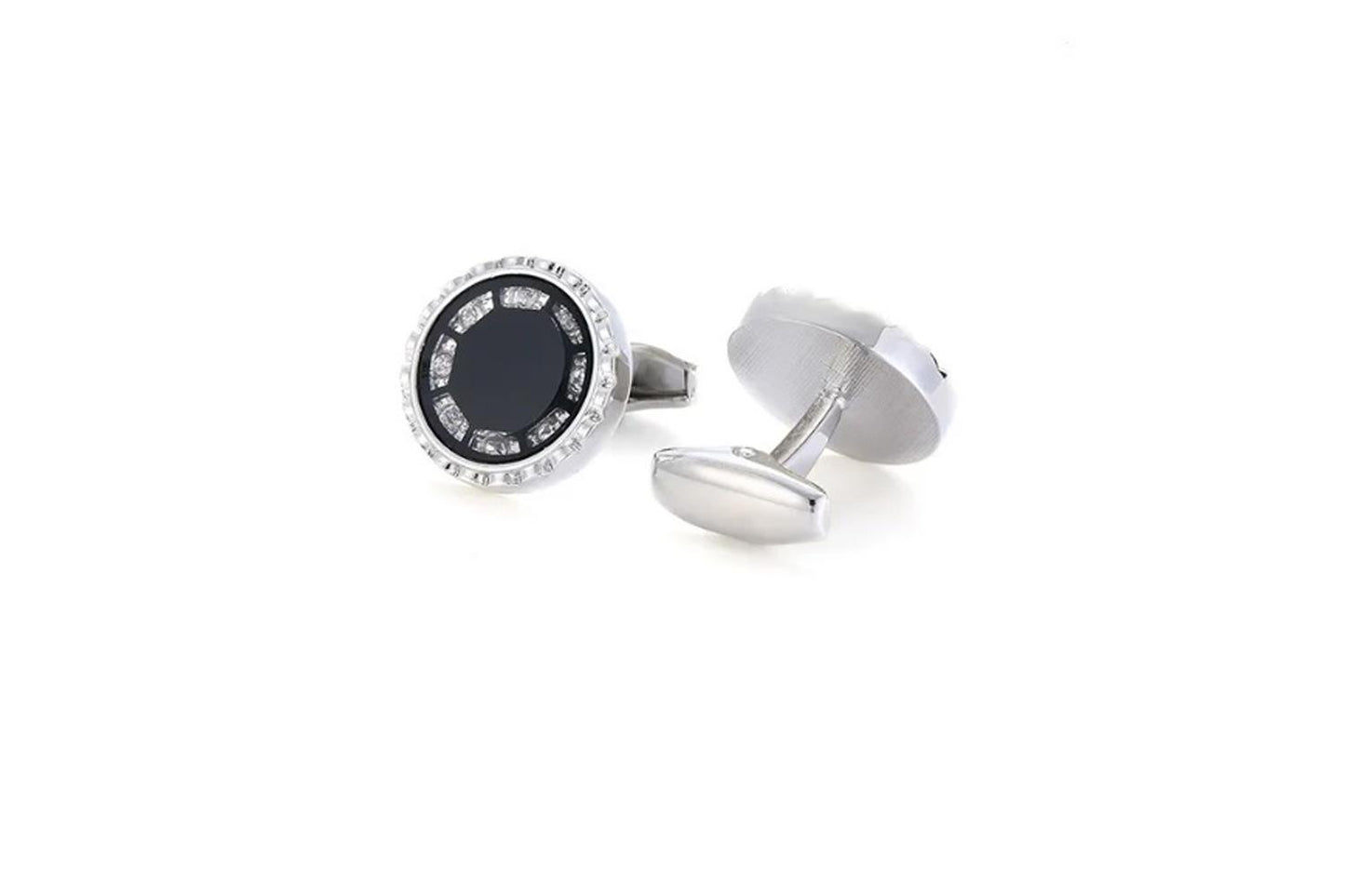 Silver and Black Cufflinks with Stunning Elements Great Gift Elegant Present