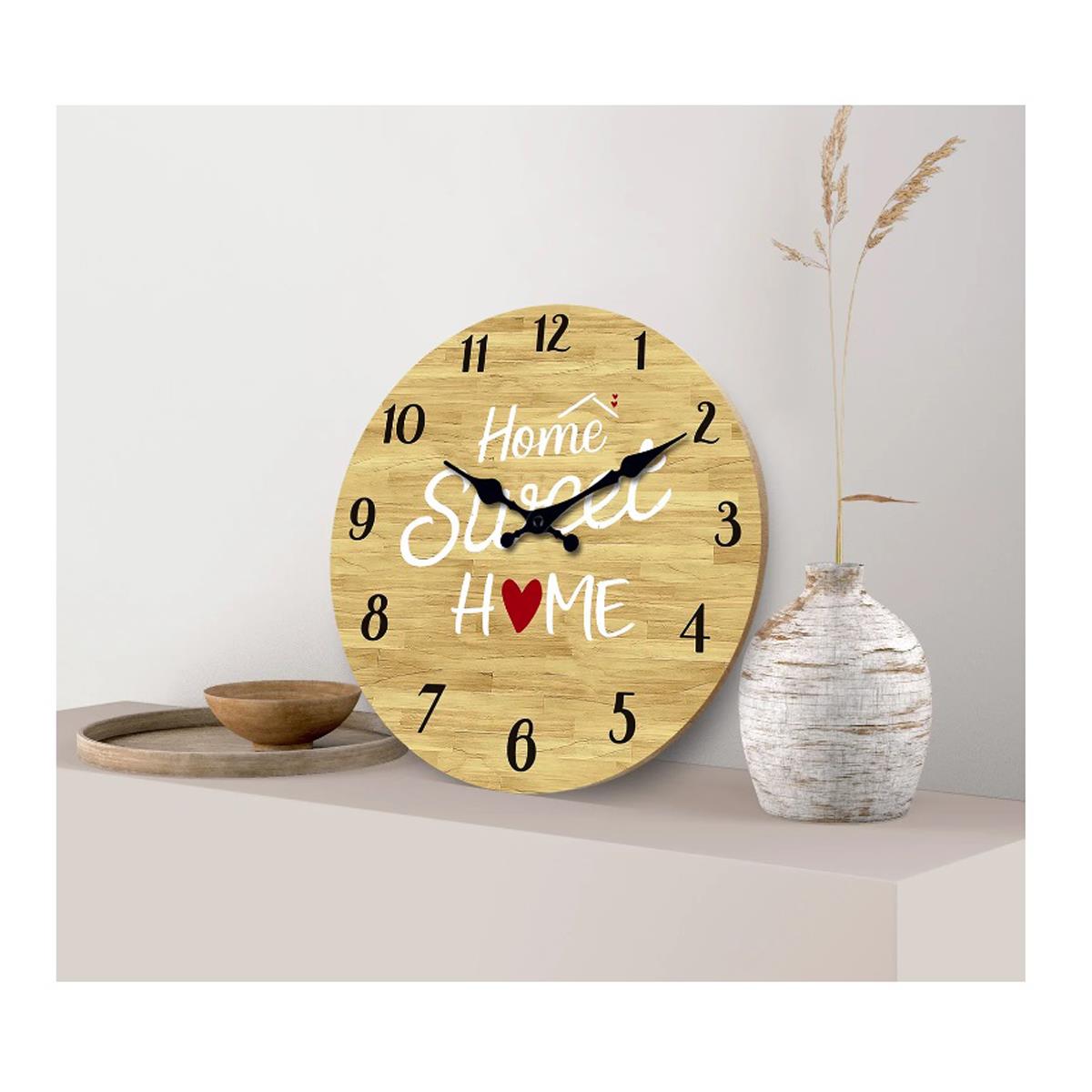 Home Sweet Home Clock Heart Love Wall Picture Silent Movement 30cm Face