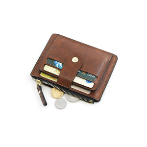 Charles William Soft Leather Money Clip 9 Slots with Coin Zip Pouch High Quality Stitching