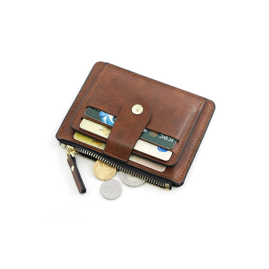 Charles William Soft Leather Money Clip 9 Slots with Coin Zip Pouch High Quality Stitching