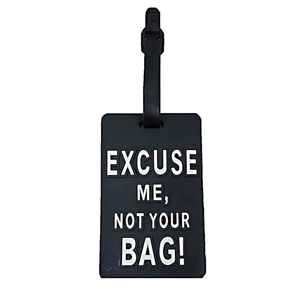 Black Luggage tag Suitcase Name Label ID Pouch Fun Novelty UK Holiday Travel Bag