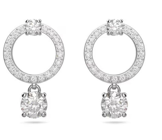 Charles William Silver Petit Hoop Earring with Crystal Elements