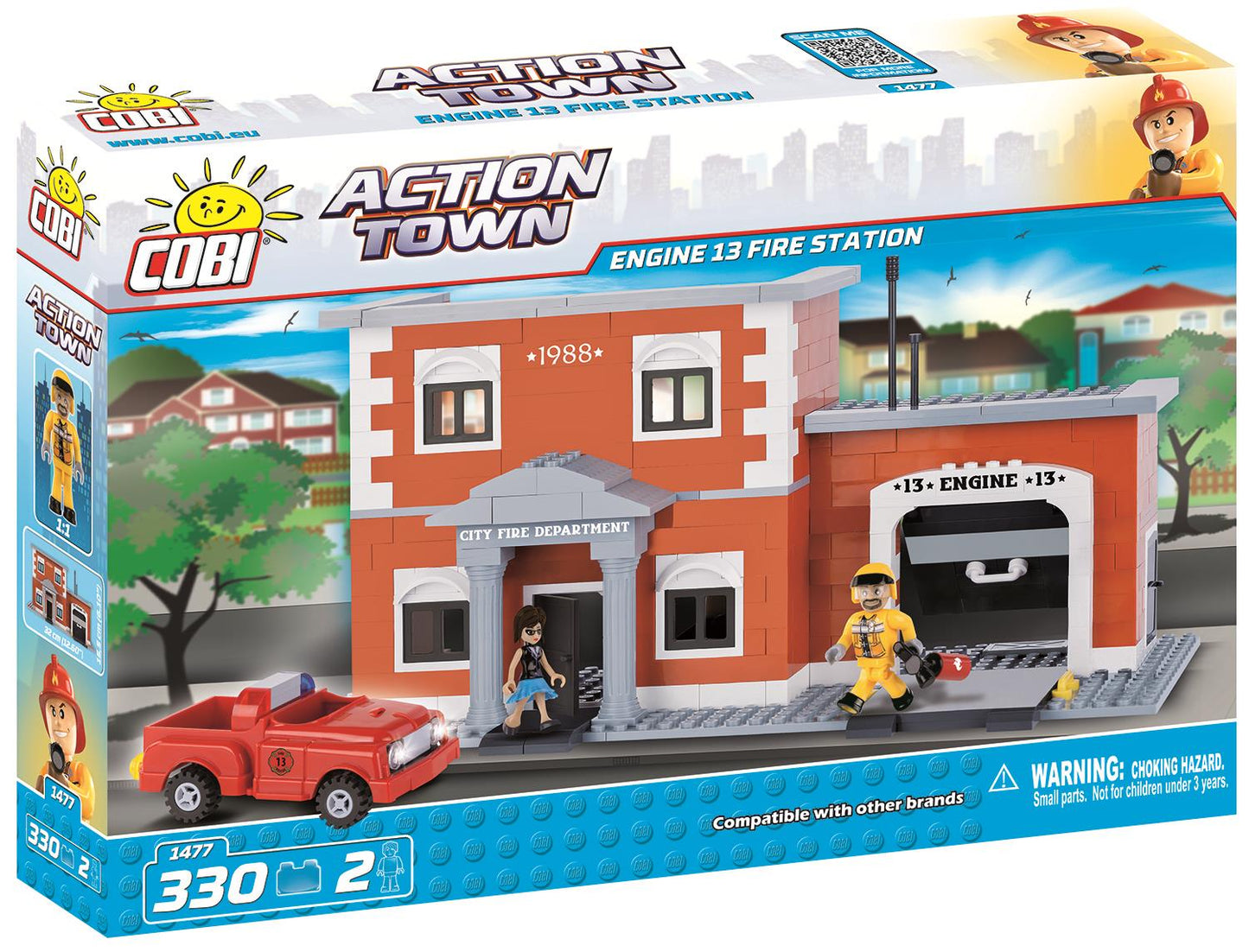 Cobi Fire Station With Patrol Vehicle Building Blocks Bricks For Kids 330 Piece Compatible Age 5+