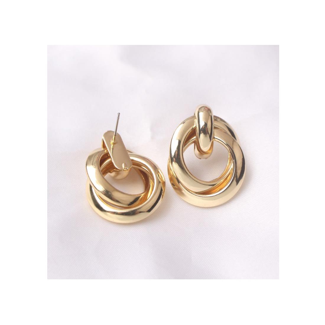 Charles William Premium Earring Silver Double Circle Round Jewellery Ear Ring