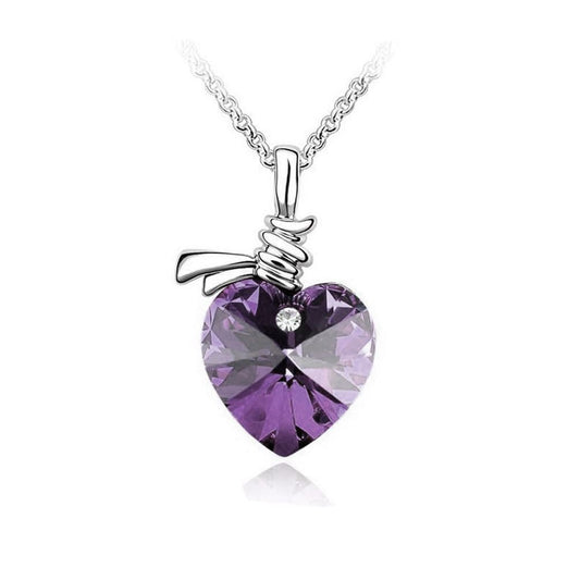 Charles William Love Heart Pendant Necklace Light Purple Jewellery