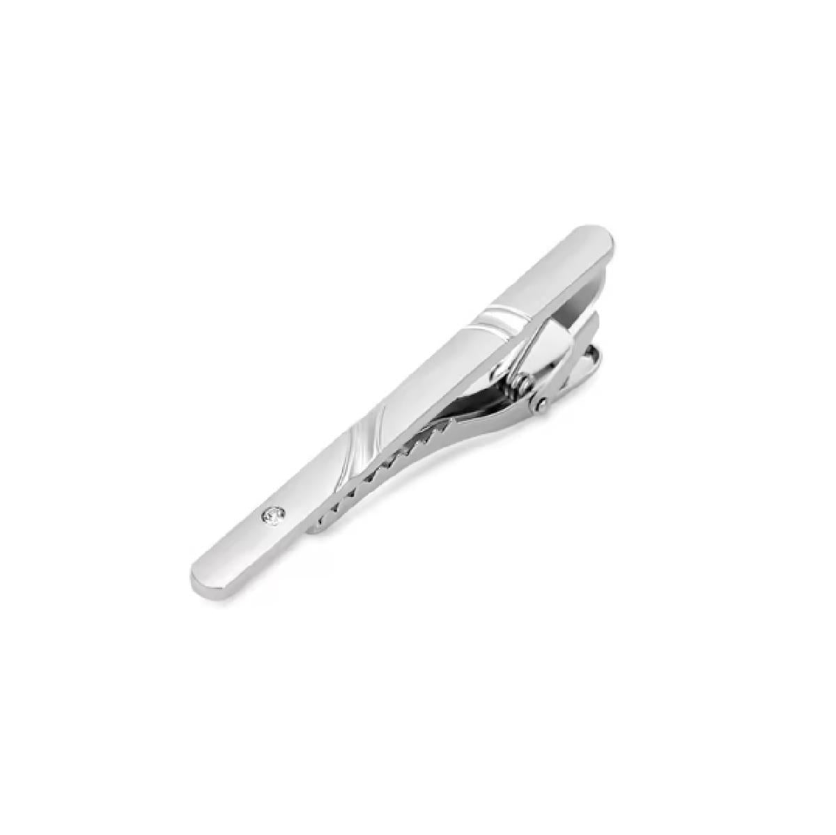 Silver Tie Clip Men's 6cm Tie Bar Necktie Formal Mens Gift Free Velvet Pouch