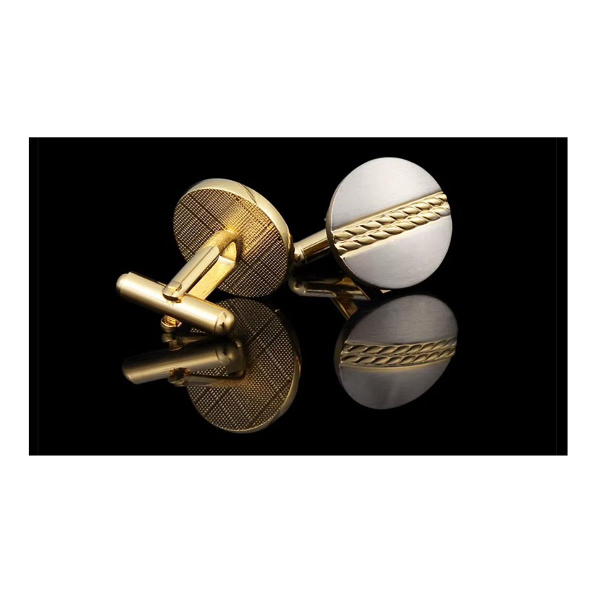 Gold and Silver Cufflinks with Ridged Elegant Design