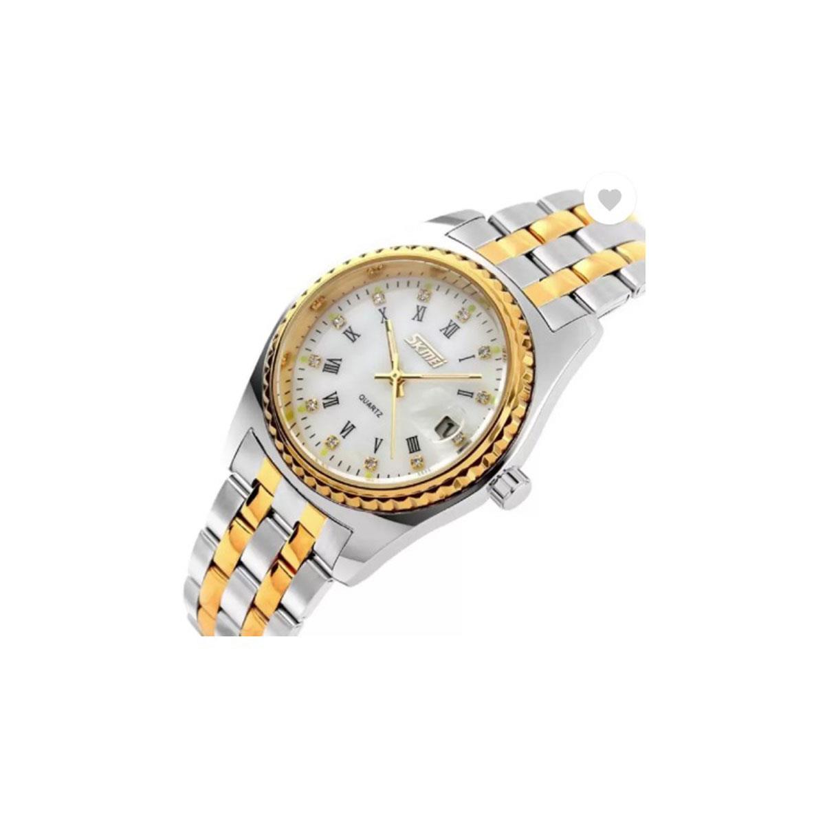 Ladies Gold Silver Watch with Date Dial Skmei Brand