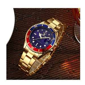 Deerfun Watch Blue Red Gold Date Watches Top Quality Oyster