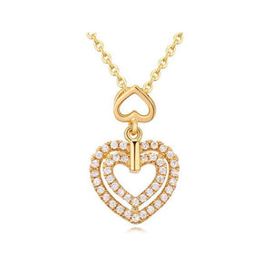Charles William  Double Heart Pendant Necklace Gold Unique Ladies Jewellery Gift