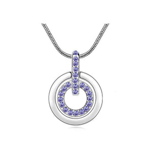 Charles William Purple Circle Pendant Necklace Encrusted Crystal