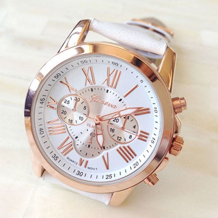 Ladies or Girls Analogue Sport Smart Rose Gold Watch in White