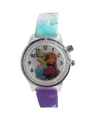Cute Purple Princess Queen Watch FLASHING LIGHTS Numbers Child Watches Easy Time
