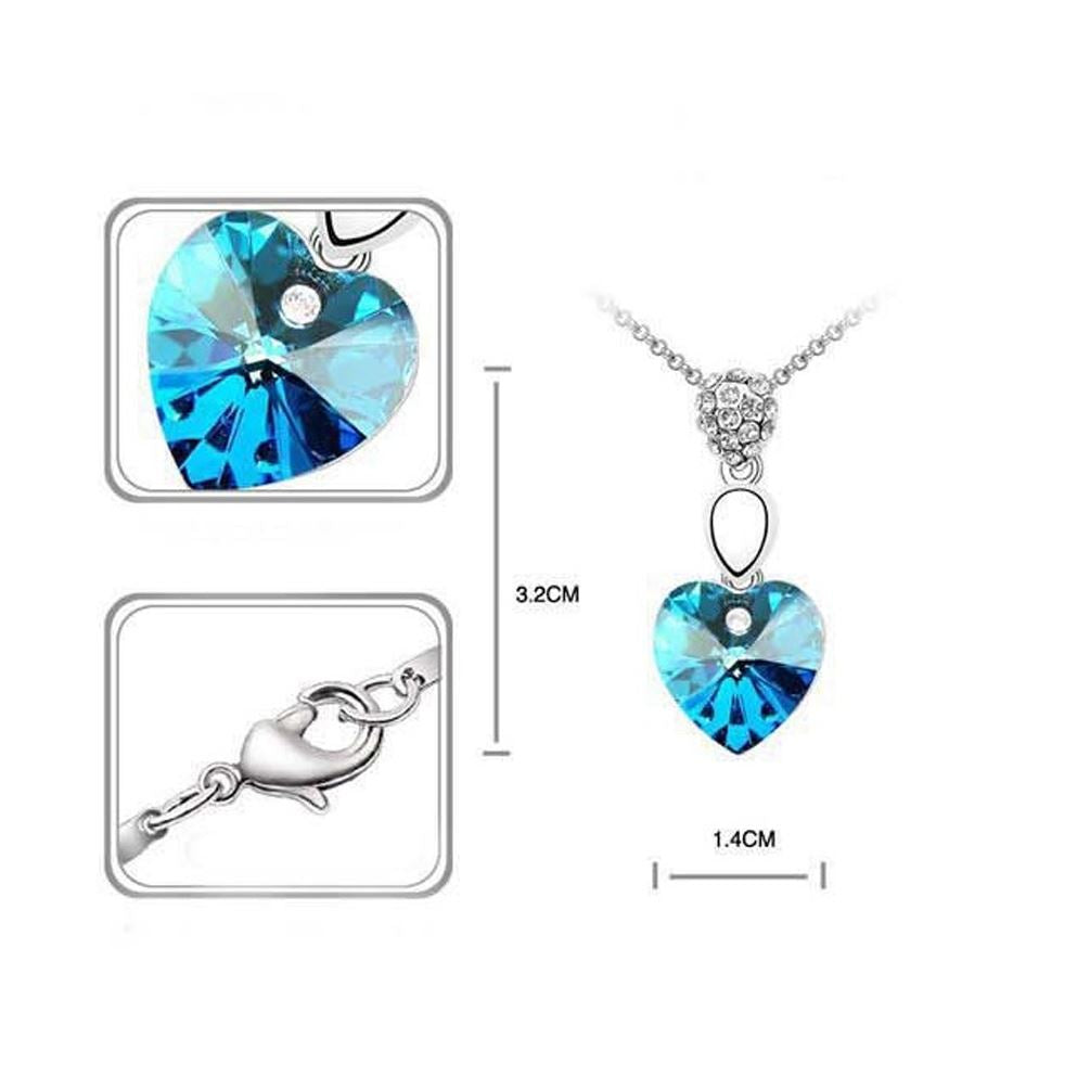 Charles William Sky Blue Crystal Elements Heart Necklace Gemstone Chain Pendant