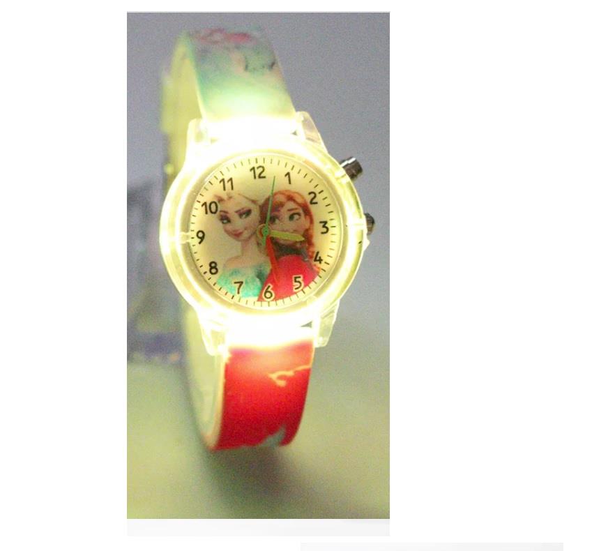 Cute Light Blue Princess Queen Watch FLASHING LIGHTS Numbers Child Watches Easy Time