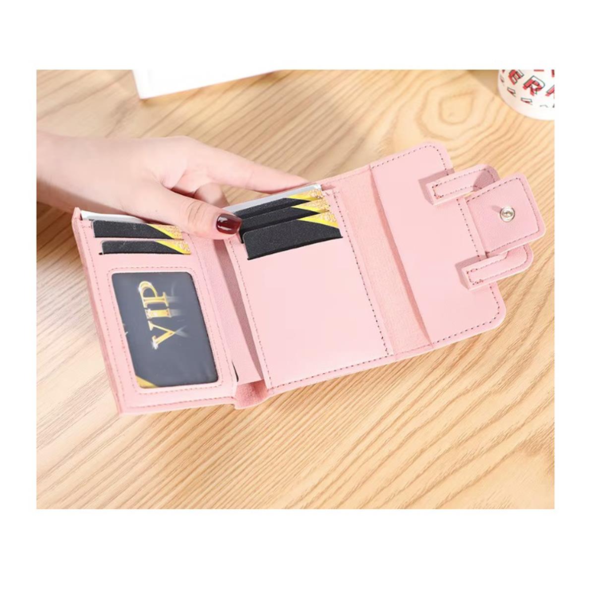 Pink Leather Purse Ladies Designer TriFold Design with Zipped Coin Pouch