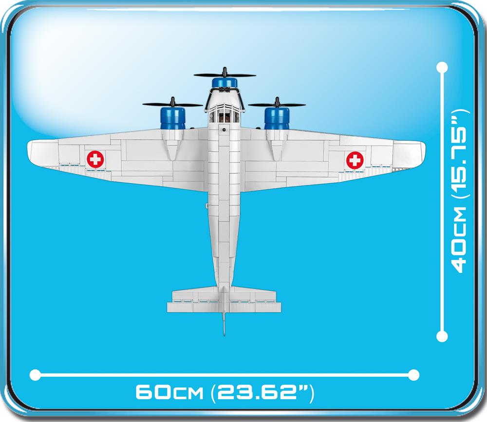 Cobi Medical Swiss Airplane Transport Red Cross Propeller Plane Junkers Building Bricks 8+