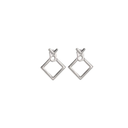 Charles William Unique Behind Ear Silver Square Shape Earring Fashion Jewellery Girls Teens Ear Ring