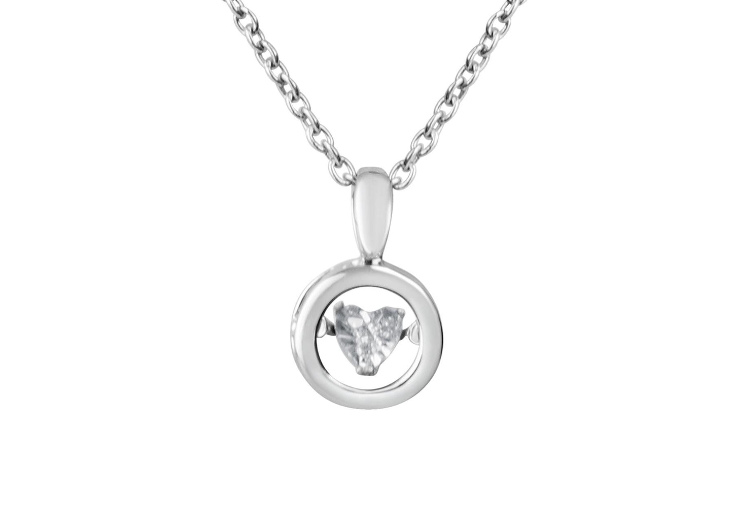 Charles William Silver Necklace with Dancing Diamond Love Pendant from Fine Italian Jewellery