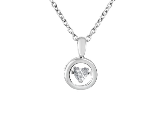 Charles William Silver Necklace with Dancing Diamond Love Pendant from Fine Italian Jewellery