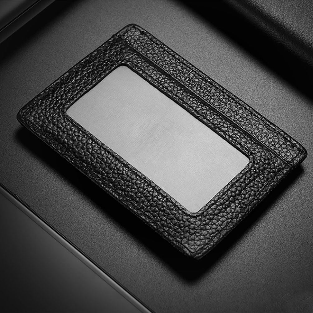 Black Genuine Real Leather Magnetic Money Clip Cash And Card ID Slim Holder UK
